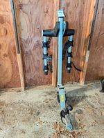 Full view of Thule hitch bike rack standing upright