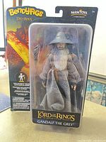Front of sealed Gandalf the Grey BendyFigs figure in blister pack