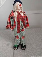 Full view of clown doll on stand
