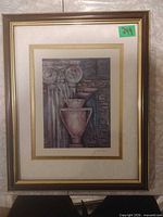 Framed art front view showing image, matting and frame detail