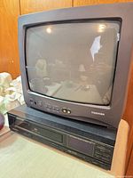 Toshiba CRT TV stacked on Sanyo VCR