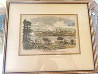 Framed lithograph in mat and frame, full view