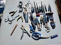 Full lot laid out on table showing all hand tools
