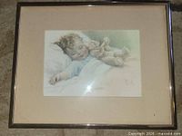 Front view of framed lithograph with mat