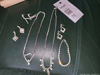 Group shot of all rhinestone jewellery pieces laid out