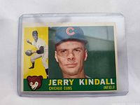 Front of 1960 Topps Jerry Kindall #444 card in sleeve