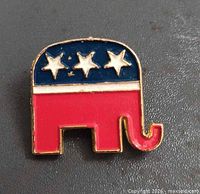 Front view showing enamel colors and GOP elephant design