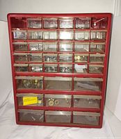 front view of cabinet showing drawers and contents