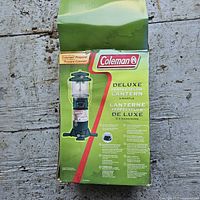 Front of original Coleman box showing model and specifications