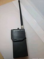 Front view of Standard HX340V transceiver with antenna attached
