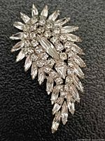 Front view of Sherman clear rhinestone brooch showing overall design