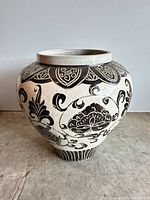 Full view of the ceramic pot showing shape and exterior decoration