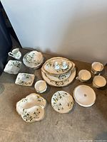 Full layout of the Dogwood china set