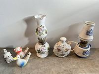 Group view of all six ceramic items