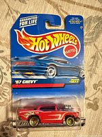 Front view of sealed Hot Wheels 57 Chevy blister card