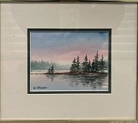 frontal view of framed watercolour