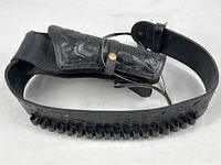 Full view of belt showing holster and cartridge loops