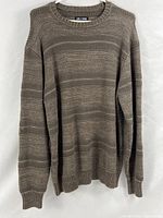 Full front view of olive-brown Line of Trade crewneck sweater