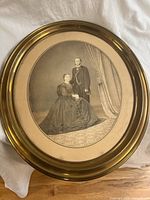 Full view of framed sepia portrait