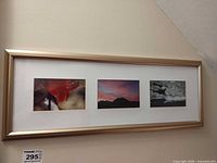 Full view of framed triple print on wall