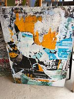 Front view of abstract canvas artwork showing colors and design