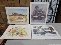 All four unframed lithograph prints on paper