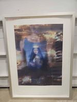 Full view of framed giclée print in white frame
