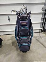 Front view of Titleist StaDry bag loaded with irons