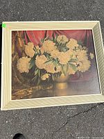 Front view of framed floral print