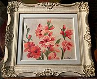 Full view of framed gladiolus painting
