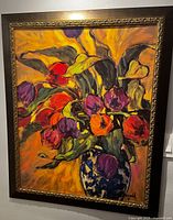 Front view of framed floral print showing artwork and frame