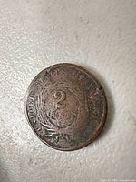 Reverse showing wreath and 2 CENTS legend, heavy wear