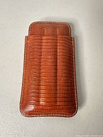Front view of lizard-embossed leather cigar case