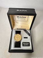 Watch in open Bulova box showing overall presentation