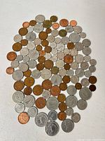 Overall view of full coin group arranged on table
