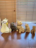 Group shot of all five cat items lined up on table