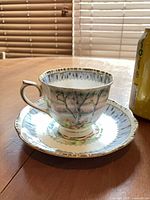 teacup on saucer showing pattern and form