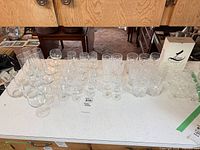 Wide view of countertop showing all drinkware pieces grouped