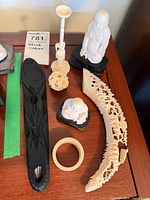 group view of all carved items on table