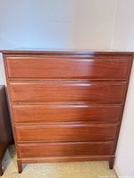 Front view of full 5-drawer dresser