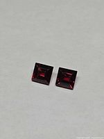 Front view of the matched square-cut garnet pair
