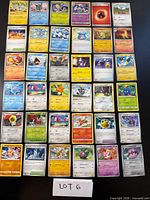 Full layout of all Pokémon cards in lot