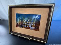 Full view of framed fused glass enamel plaque