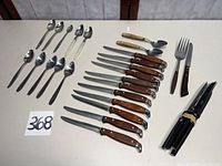 Overall view of all utensils laid out on table