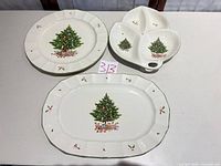 Three ceramic serving pieces front view