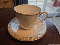 Teacup and saucer, White Nile pattern detail