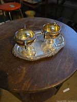 Creamer, sugar bowl and tray group view