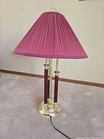 Full view of lamp with shade showing color and design