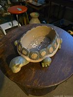 Top angled view of turtle-shaped ceramic planter showing entire item