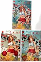 All three bagged Crossed + One Hundred: Mimic #2 variants side-by-side